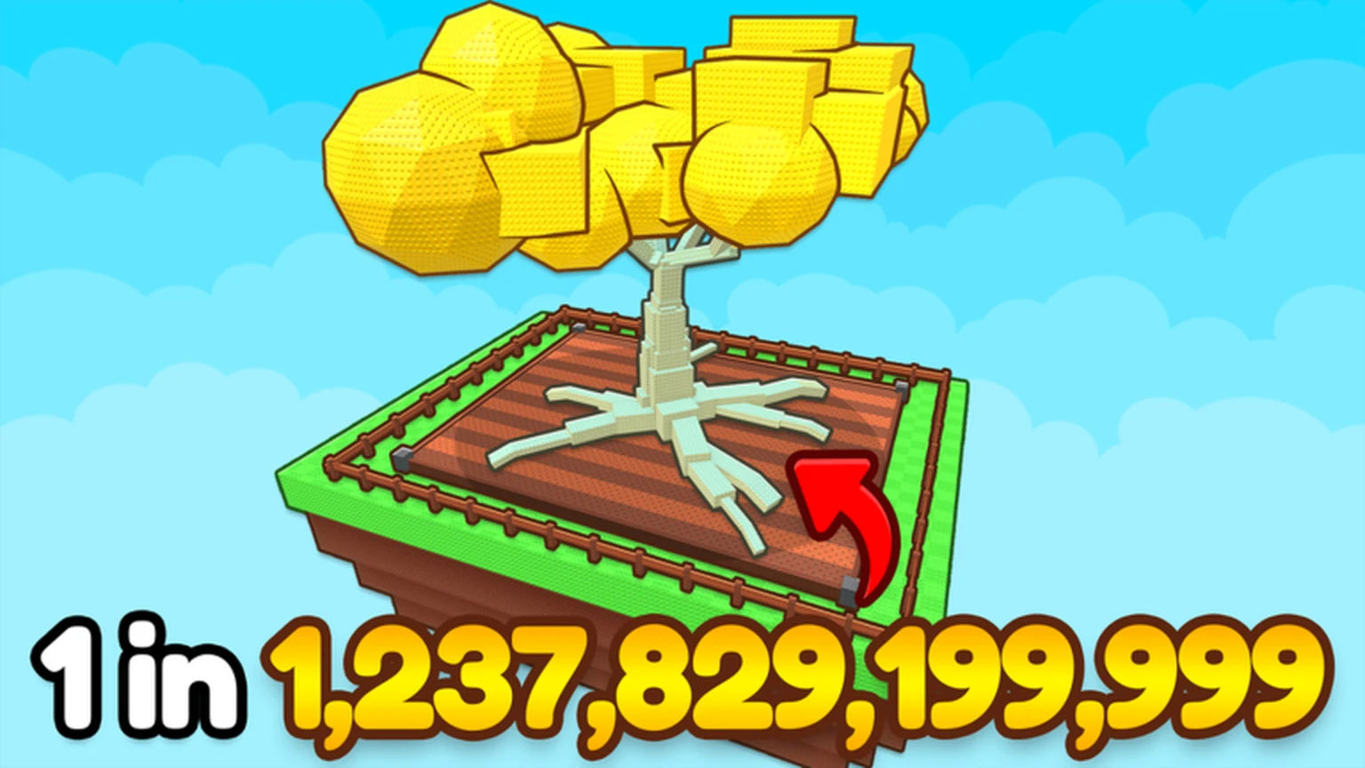 Official Roll A Gnome artwork with a golden crop tree in a garden